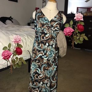 Blue, black and blue 70s printed dress 💐🦋🌱